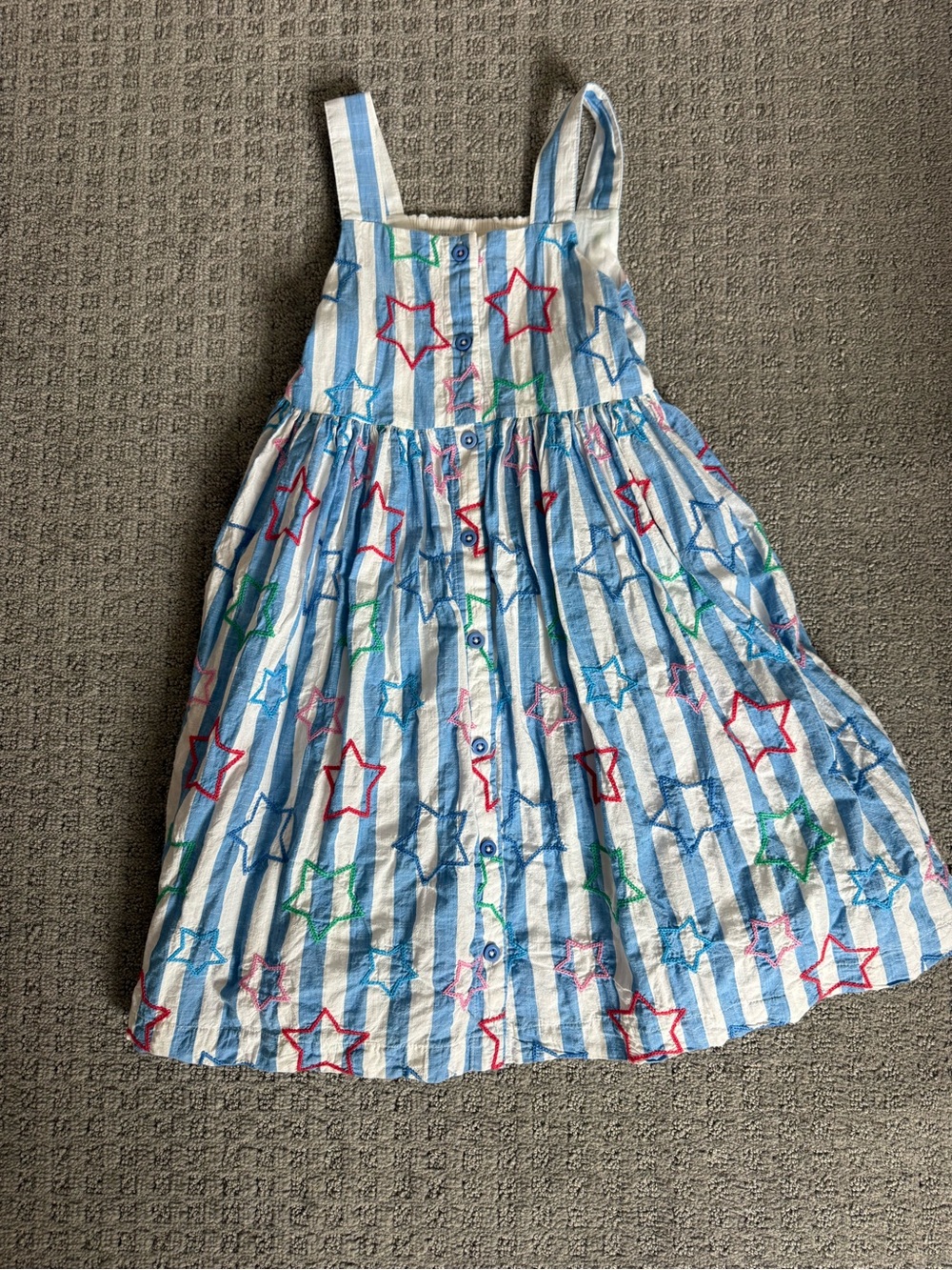Mini Boden Blue and White Stripe Star Embroidered Sundress